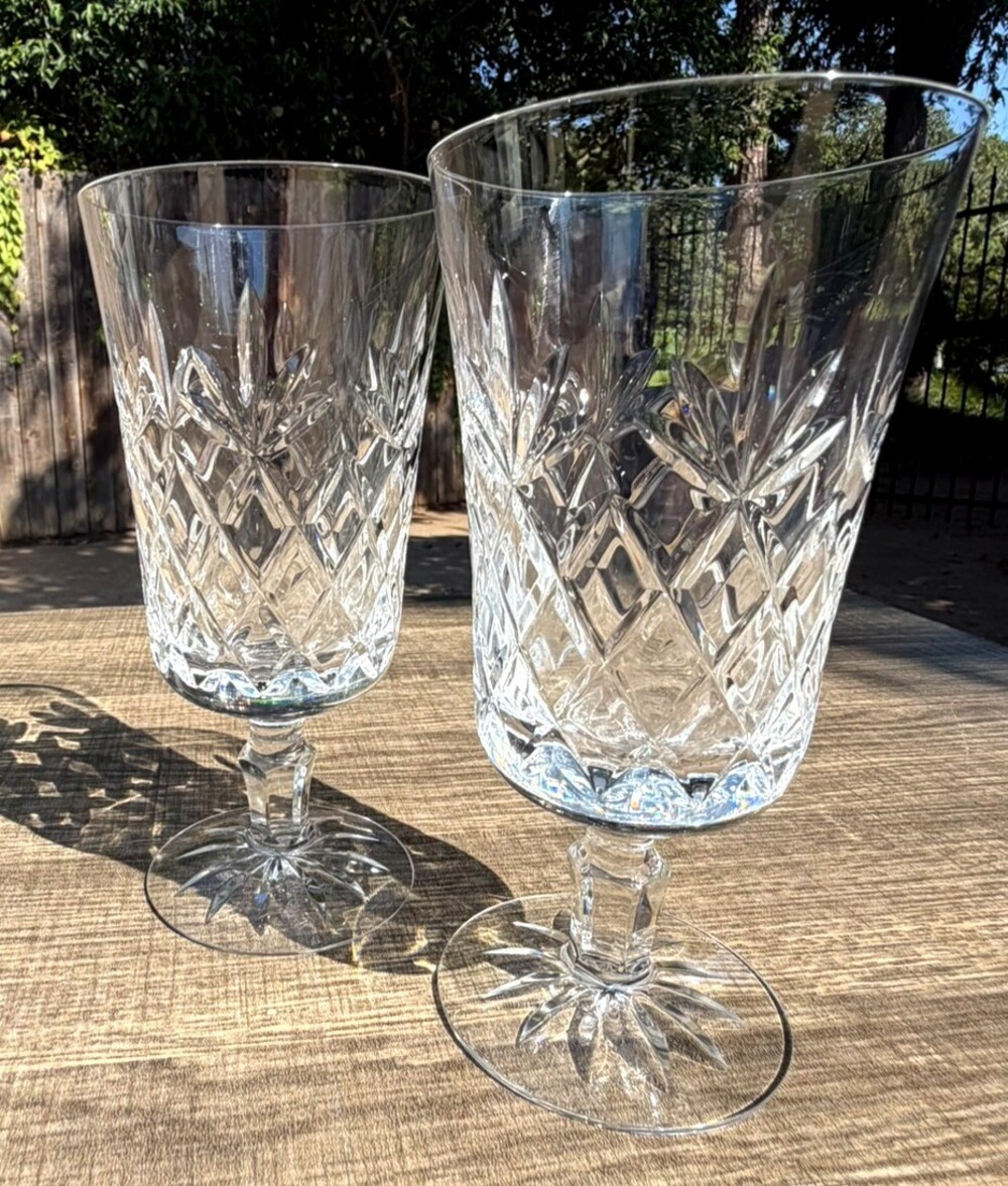 Lenox Charleston Crystal Iced Tea Glasses 6.75" Set of 2 Hand Blown Vintage